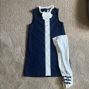 Janie and Jack Navy Dress with White Accents